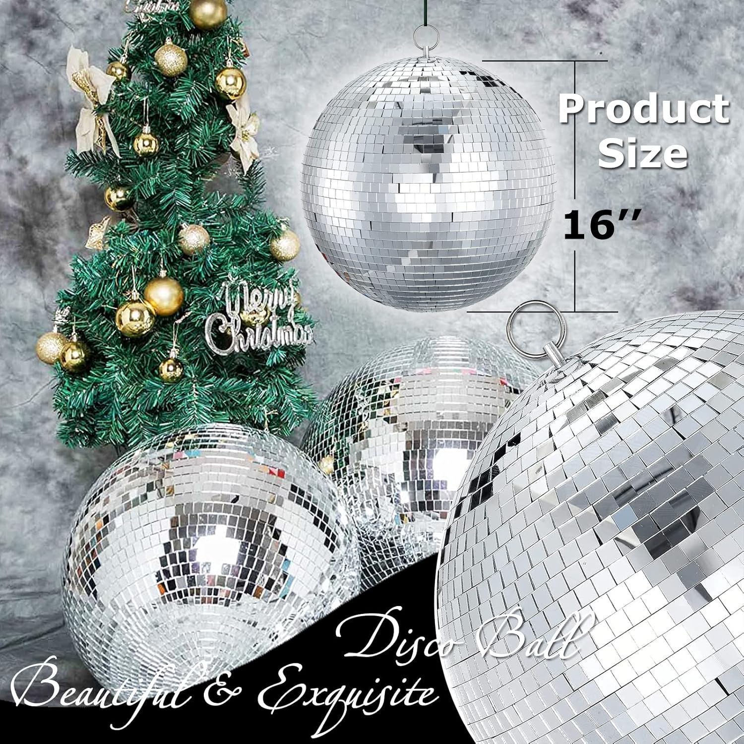 Bola de discoteca grande, bola de espejo de 16 pulgadas y bola de espejo de 12 pulgadas, bola de discoteca colgante para diseño de fiesta,