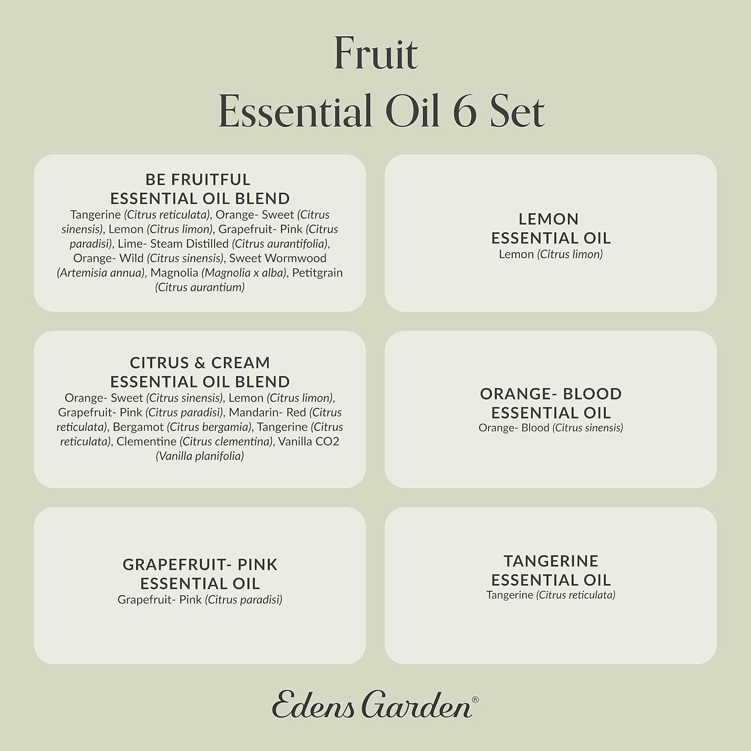 Edens Garden Juego de 6 aceites esenciales de frutas, el mejor kit de aromaterapia 100% puro de cítricos frutales (para difusión y uso terapéutico),