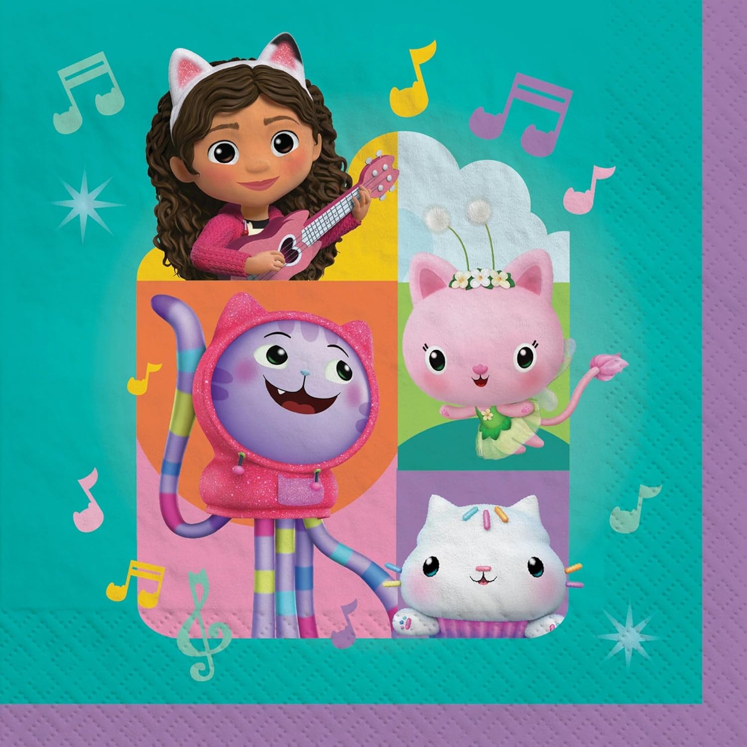 Gabby’s Dollhouse – Servilletas de papel para fiestas, 5 x 5 pulgadas, multicolor, paquete de 16