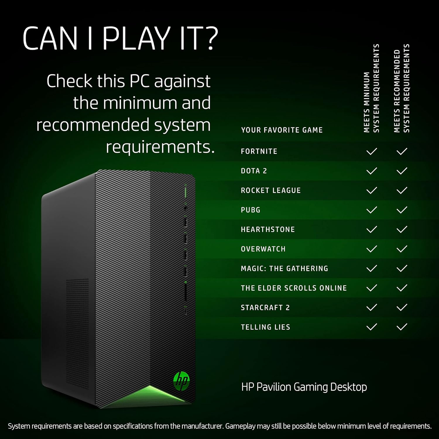 HP Pavilion – Escritorio para juegos, AMD Radeon RX 5500, procesador AMD Ryzen 5 5600G, 8 GB de RAM, SSD de 512 GB, Windows 11 Home, 9 puertos USB,