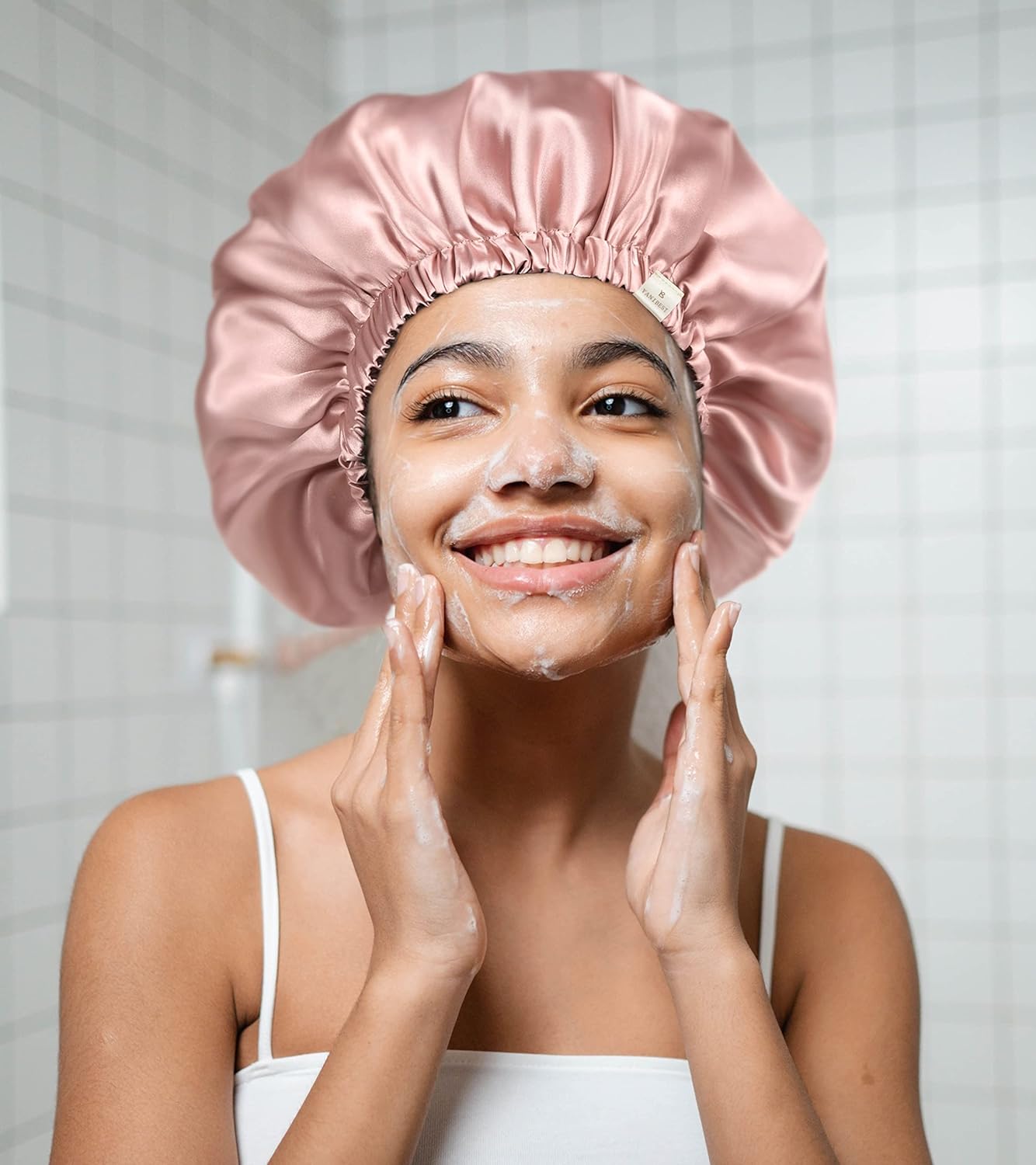 Gorro de satén de seda para el cabello para dormir, capó para el cabello para mujeres, cabello rizado y natural