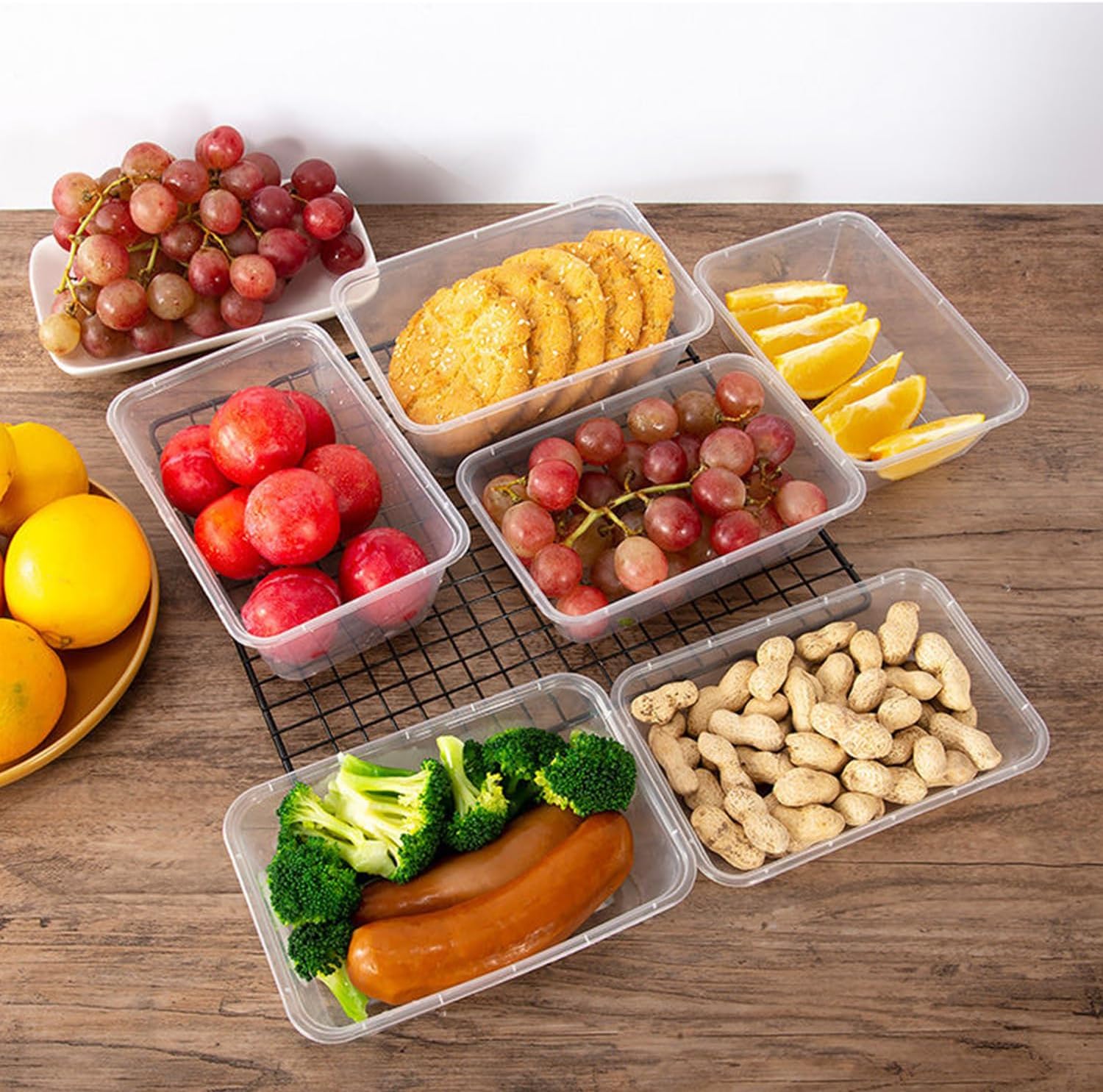 Contenedores de preparación de comidas, paquete de 50 recipientes de almacenamiento de alimentos con tapas, caja Bento desechable reutilizable de