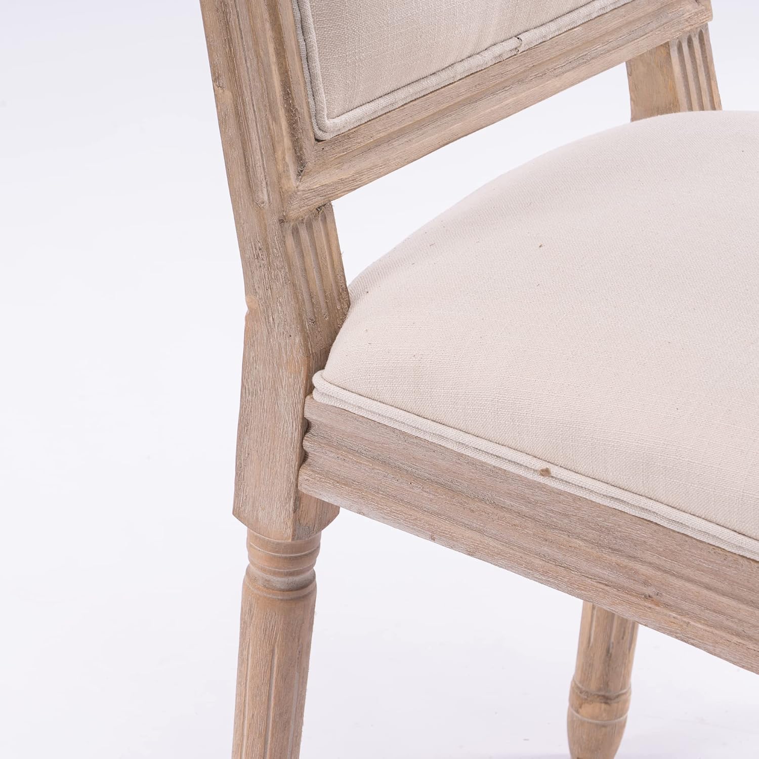 HomSof French Country Silla de comedor de madera con asientos tapizados para cocina, juego de 2, color beige