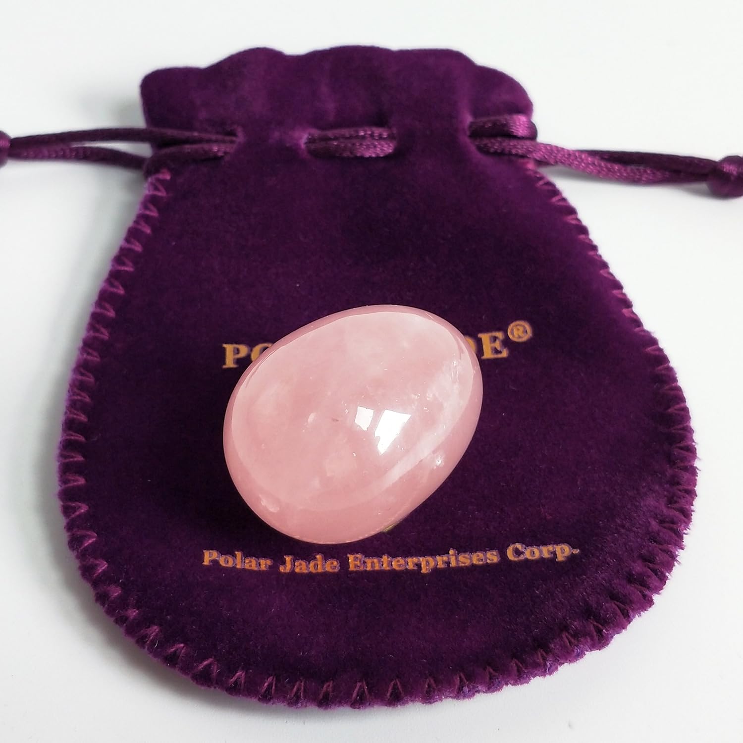 Polar Jade Huevo de cuarzo rosa, huevo de piedra Yoni de amor rosa sin perforar para fortalecer los mucones pélvicos, tamaño pequeño (1.378 x 0.984