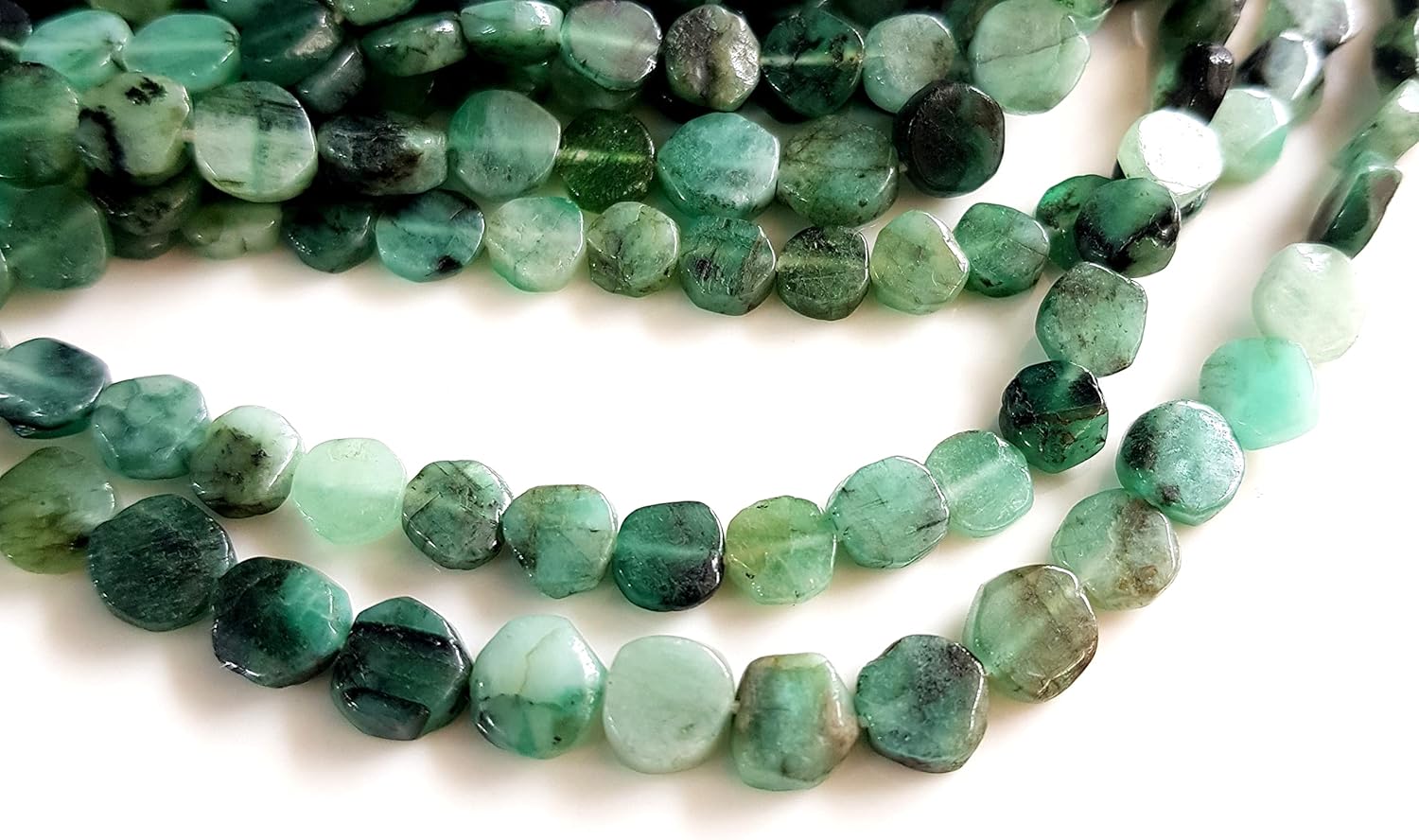 Cuentas de esmeralda de piedras preciosas naturales, cuentas sueltas de esmeralda genuina para hacer joyas, cuentas perforadas en forma de moneda,