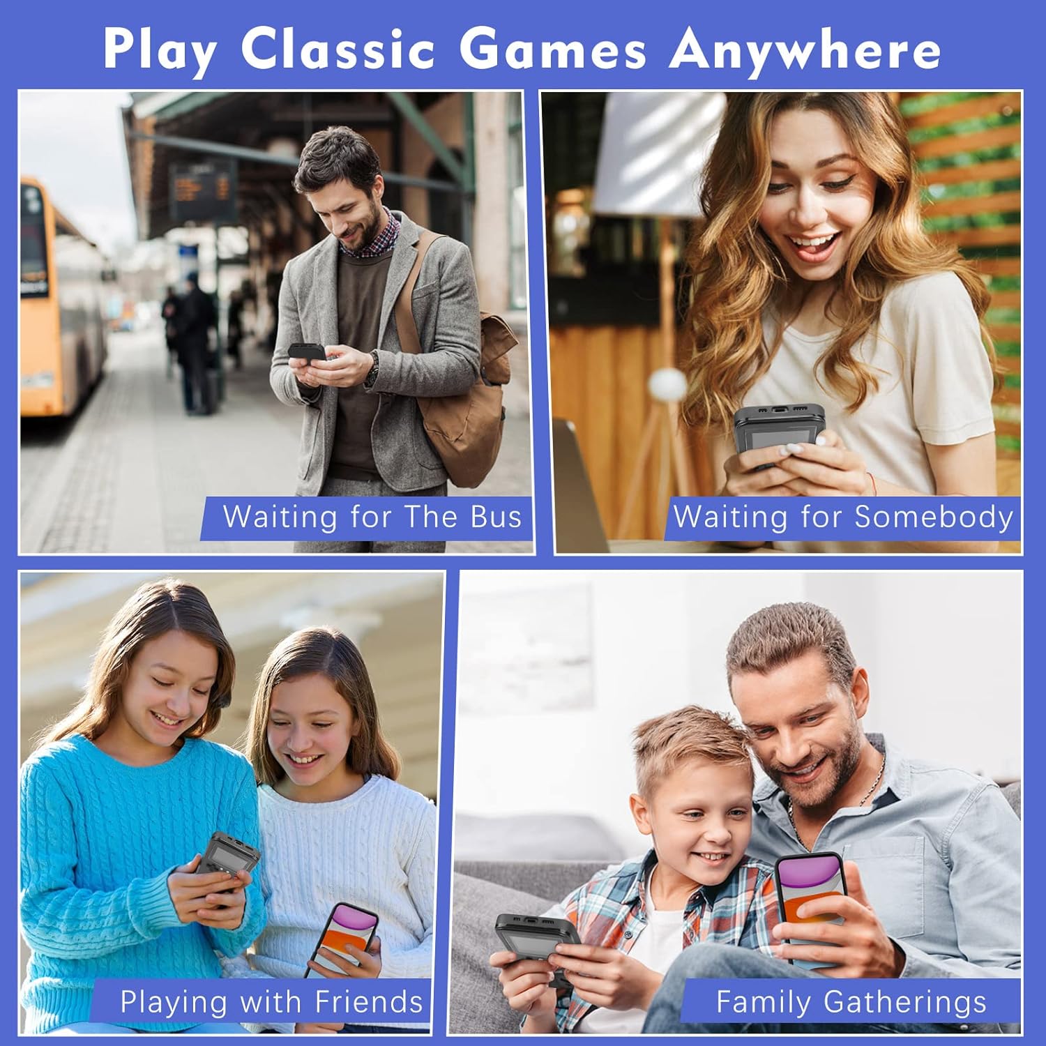 Funda de Gameboy protectora para iPhone 12 Pro Max, funda protectora retro autoalimentada con 36 juegos pequeños, pantalla a color, funda para