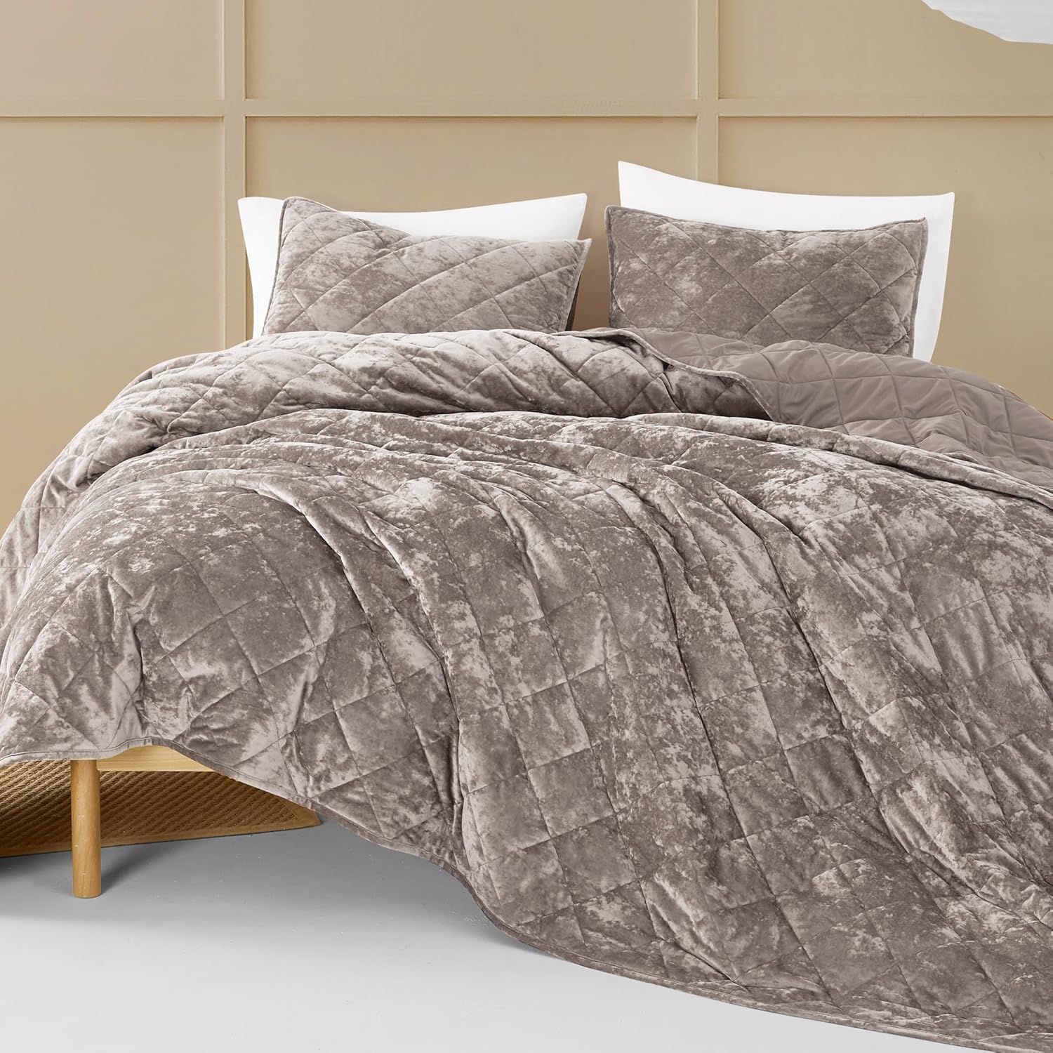 SHALALA – Edredón ligero de verano, juego de ropa de cama tamaño Queen, edredón de terciopelo, colchas y colchas de lujo con patrón de diamante con