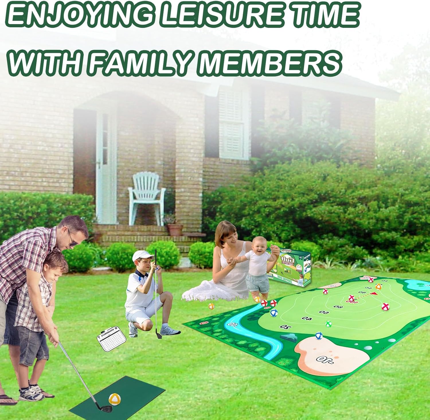 Alfombrilla de juego de astillado de golf, juegos de chips, juego de golf de práctica pegajosa para adultos y niños, para interiores y exteriores,