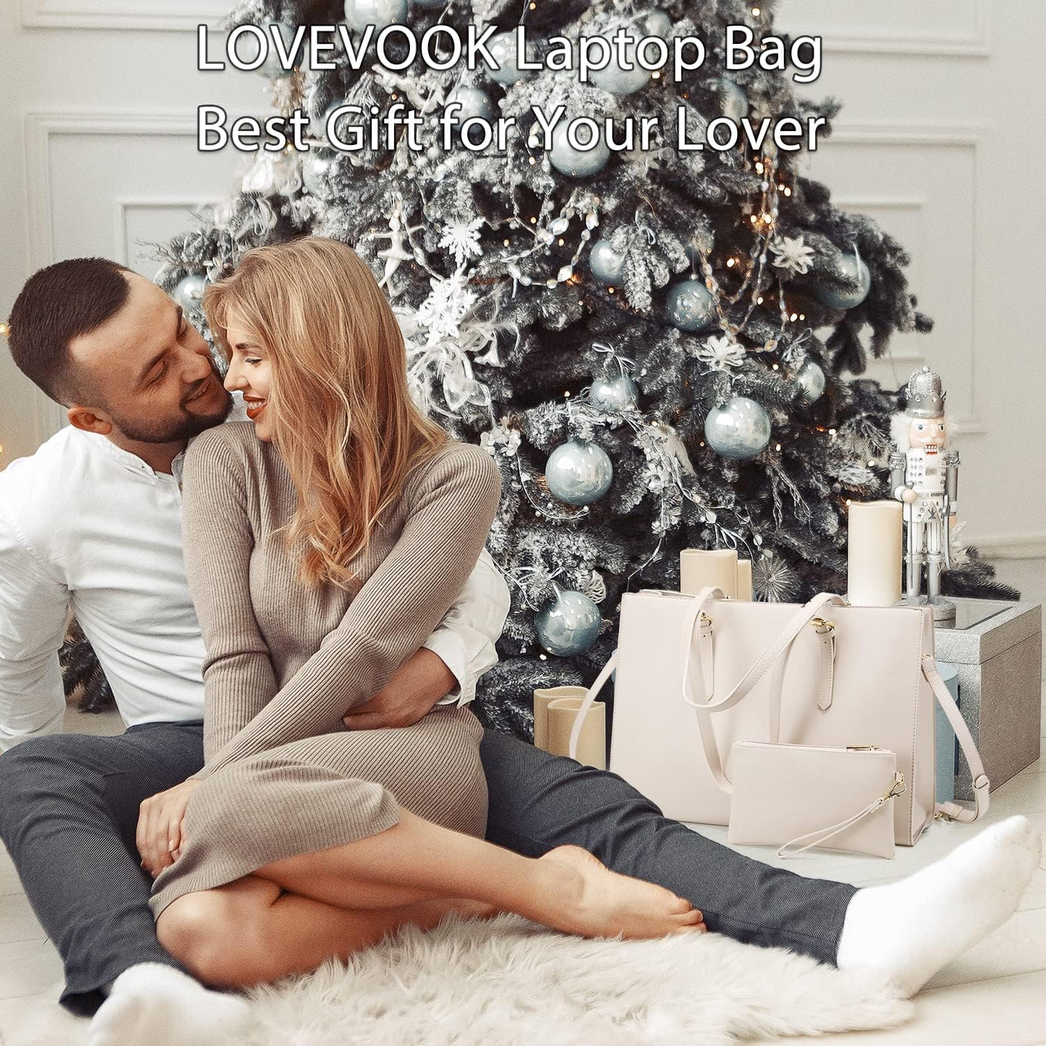 LOVEVOOK Bolsa para computadora portátil para mujer, bolso de mano de gran capacidad, juego de bolso de hombro de cuero, maletín profesional de