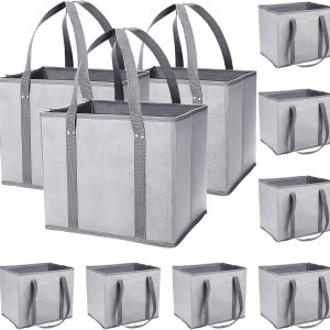 Zhehao Paquete de 10 bolsas de comestibles reutilizables grandes, bolsas de carrito de compras, plegables y resistentes, bolsa de compras Zhehao Paquete de 10 bolsas de comestibles reutilizables grandes, bolsas de carrito de compras, plegables y resistentes, bolsa de compras