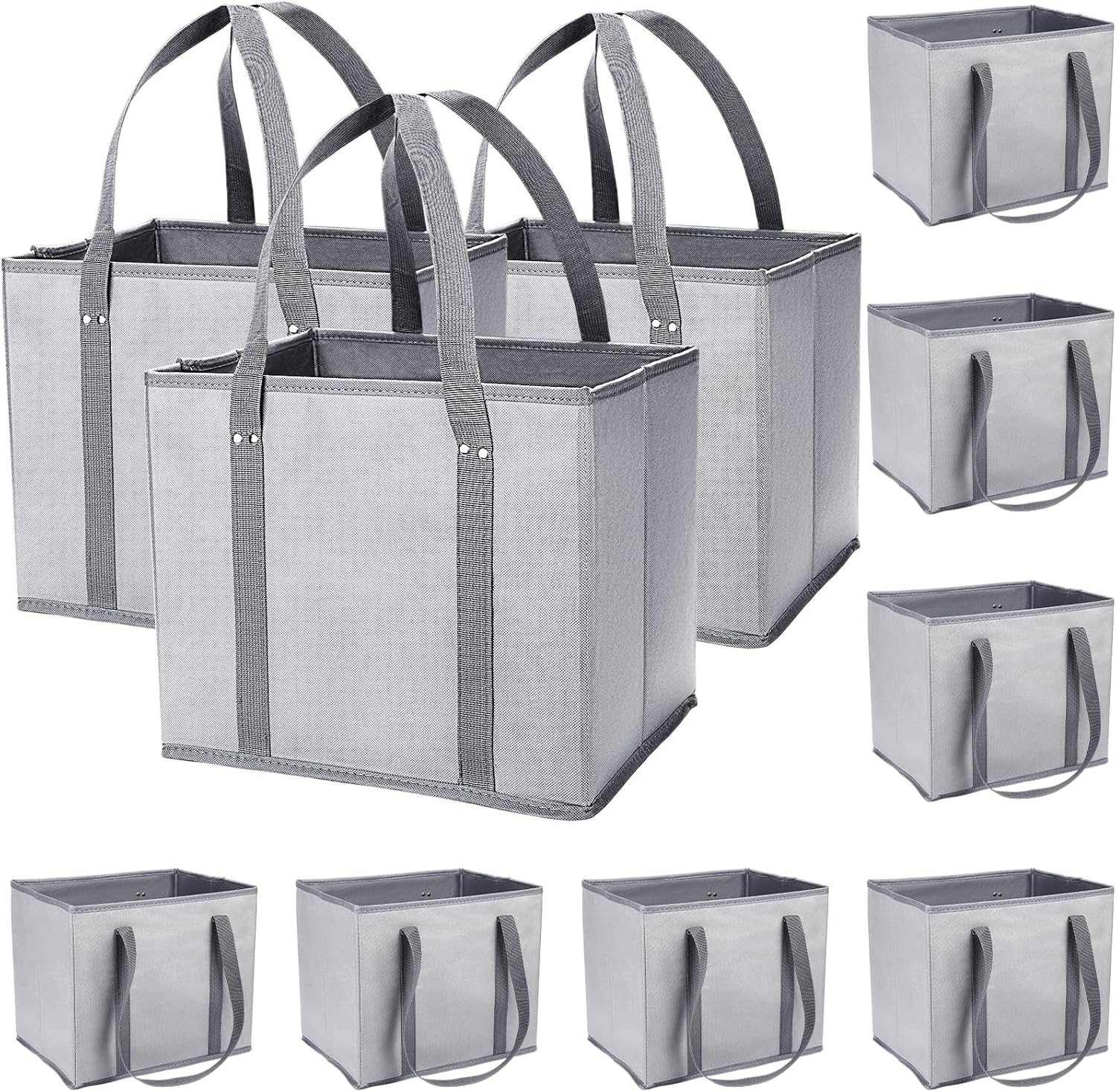 Zhehao Paquete de 10 bolsas de comestibles reutilizables grandes, bolsas de carrito de compras, plegables y resistentes, bolsa de compras