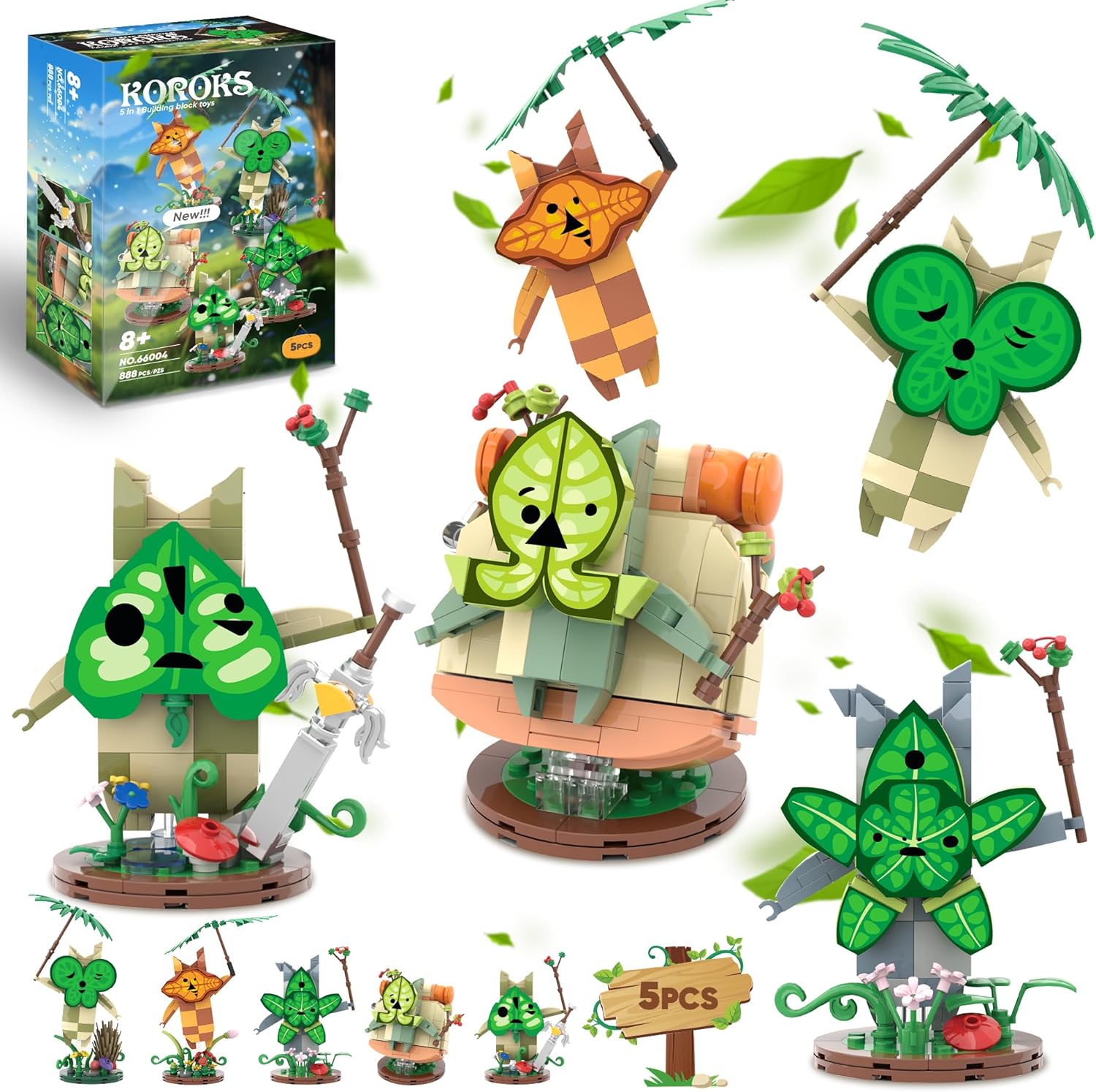 Koroks – Juego de construcción compatible con placa base Lego, juegos de bloques de construcción de 5 personajes para fanáticos de BOTW, lindas