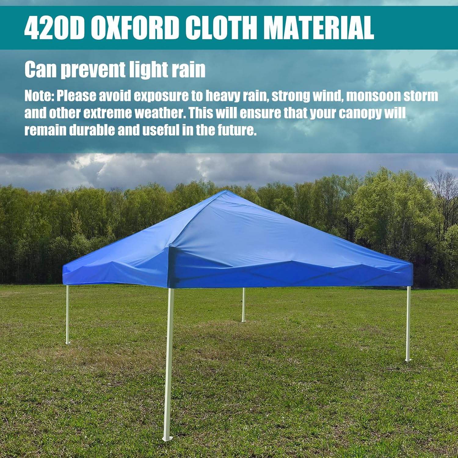 Toldo de repuesto de 10 x 10 pies, tela Oxford 420D, cubierta de repuesto para tienda de campaña de pierna recta, solo tela superior (azul)