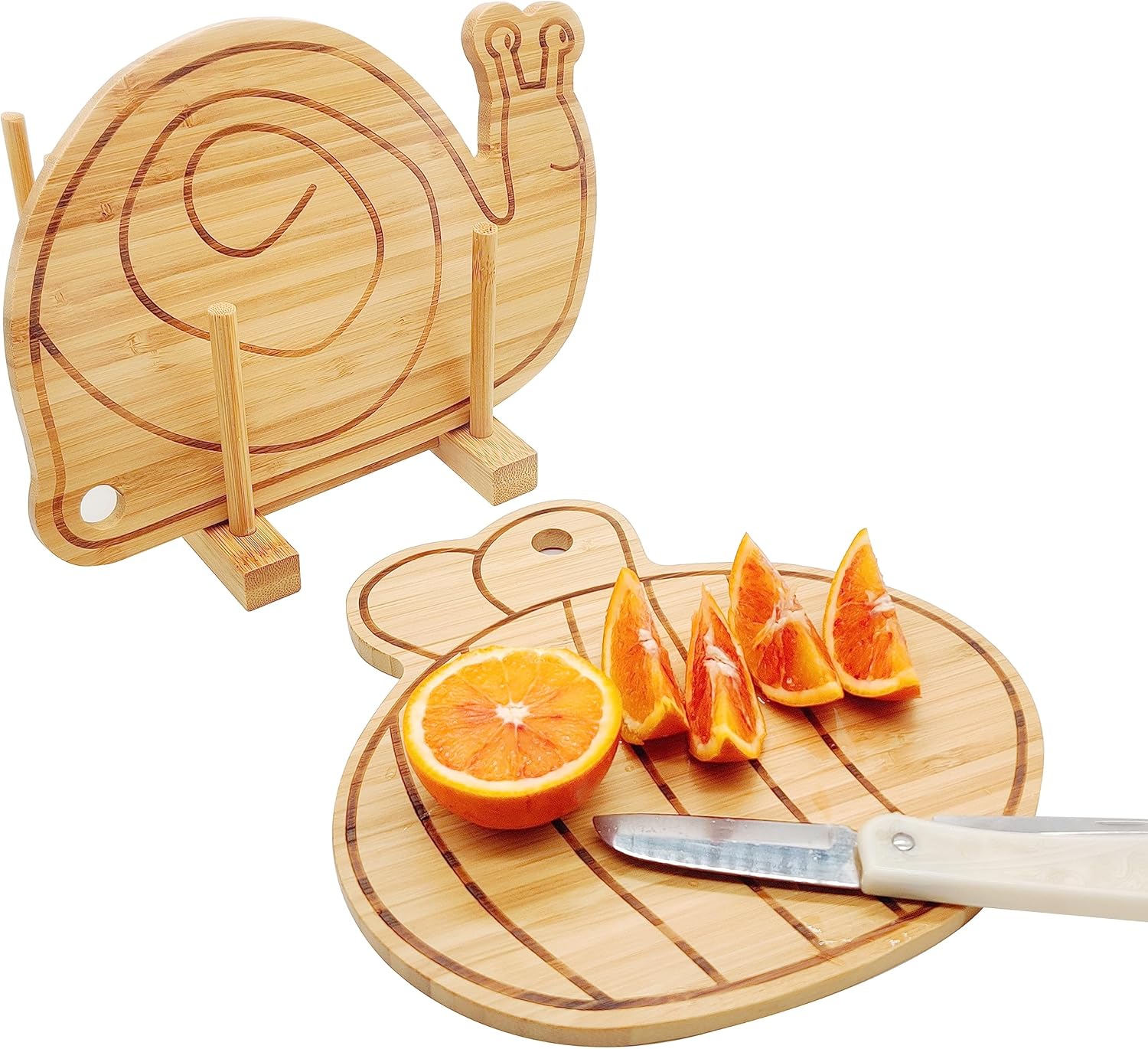 Juego de tabla de cortar de bambú pequeña, mini tabla de cortar de madera de frutas, tabla de queso con forma de caracol y abeja