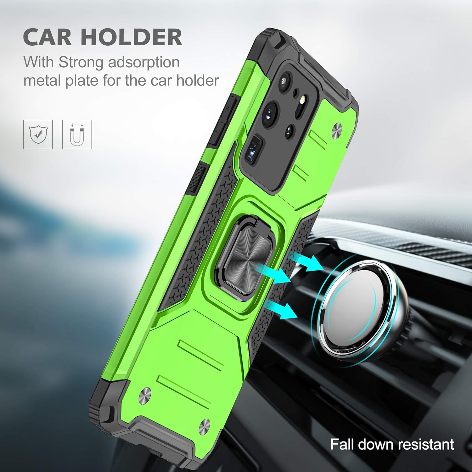 Anqrp Funda para Galaxy S20 Ultra, funda protectora de grado militar con anillo de metal mejorado soporte magnético compatible con Samsung Galaxy