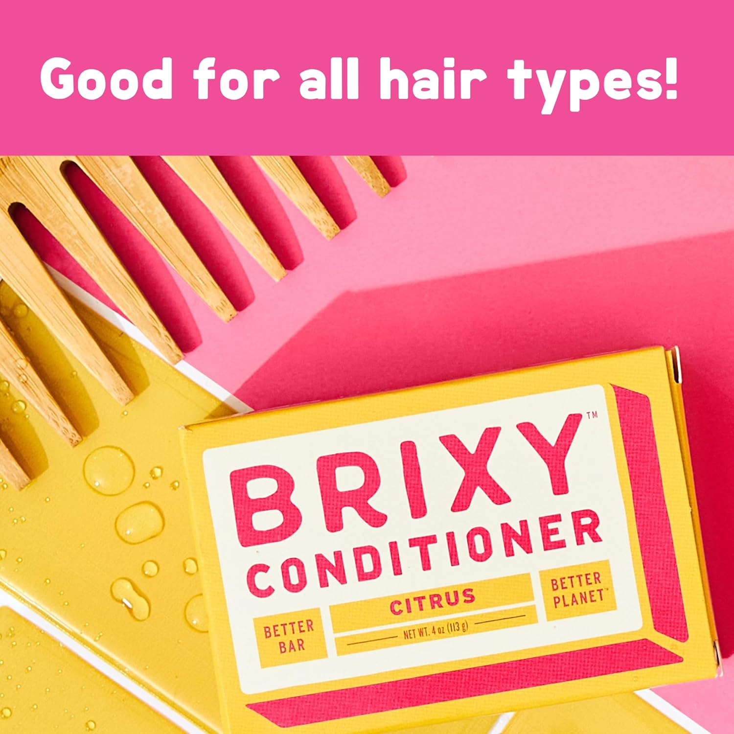 BRIXY Barra acondicionadora para hidratación y suavidad, todo tipo de cabello, pH equilibrado y seguro para cabello teñido, sostenible, vegano, sin