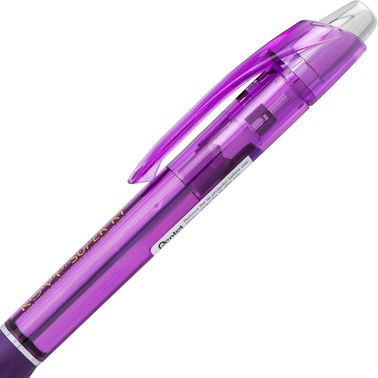 Pentel RSVP Super RT – Bolígrafo (0.039 pulgadas), línea media, tinta violeta, caja de 12 unidades (BX480-V)