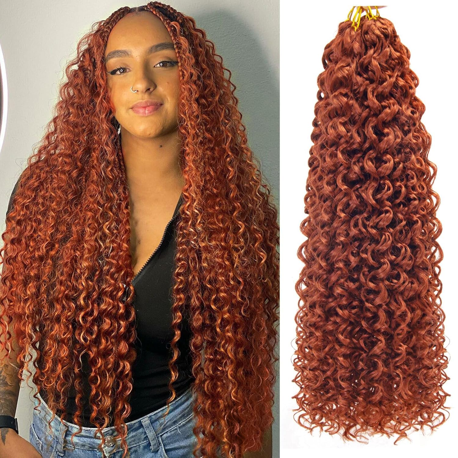 GoGo Curl Crochet Hair 24 pulgadas onda de agua pelo de ganchillo Ombre sintético bohemio ganchillo trenzado onda profunda extensiones de cabello