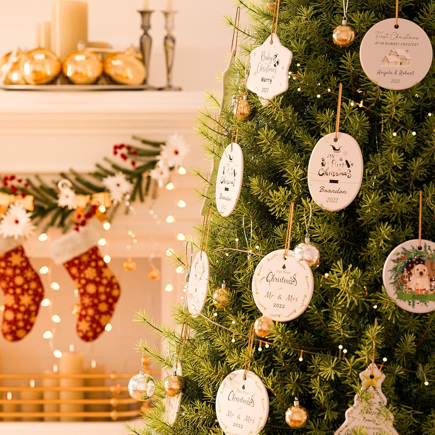 Bemaystar Adornos de Navidad personalizados con foto 2023  Adornos personalizados de imagen y texto para Navidad 2023, regalo personalizado de