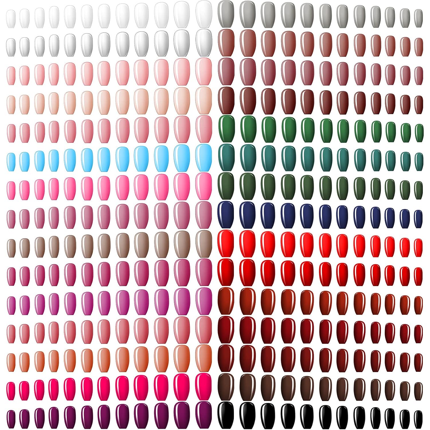 720 piezas de uñas postizas cortas, uñas postizas cuadradas medianas, uñas postizas artificiales de cobertura completa, uñas postizas a presión,