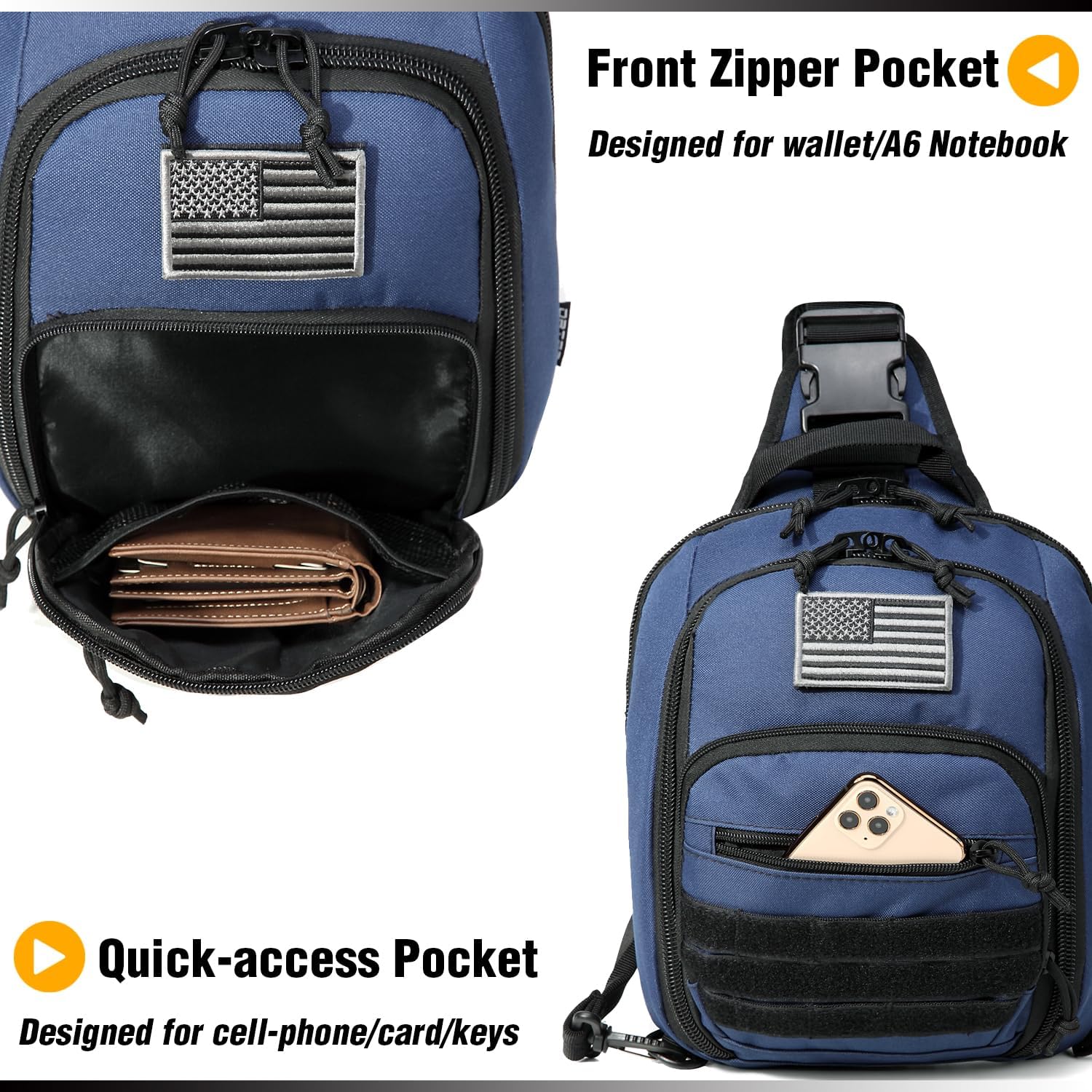 DBTAC – Bolsa táctica compacta para el pecho, pequeña, tamaño completo, bolsa de hombro oculta para rango, viajes, deportes al aire libre
