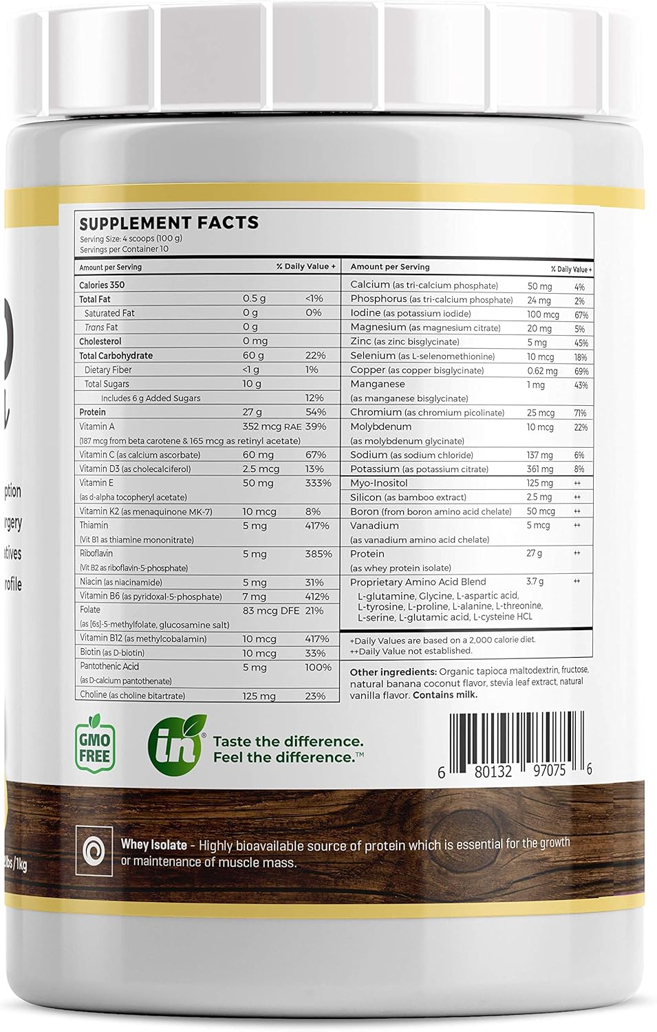 Isolate Protein – Suplemento dietético para mejorar la salud intestinal, apoyo nutricional adicional, todos los ingredientes naturales, sin OMG, sin