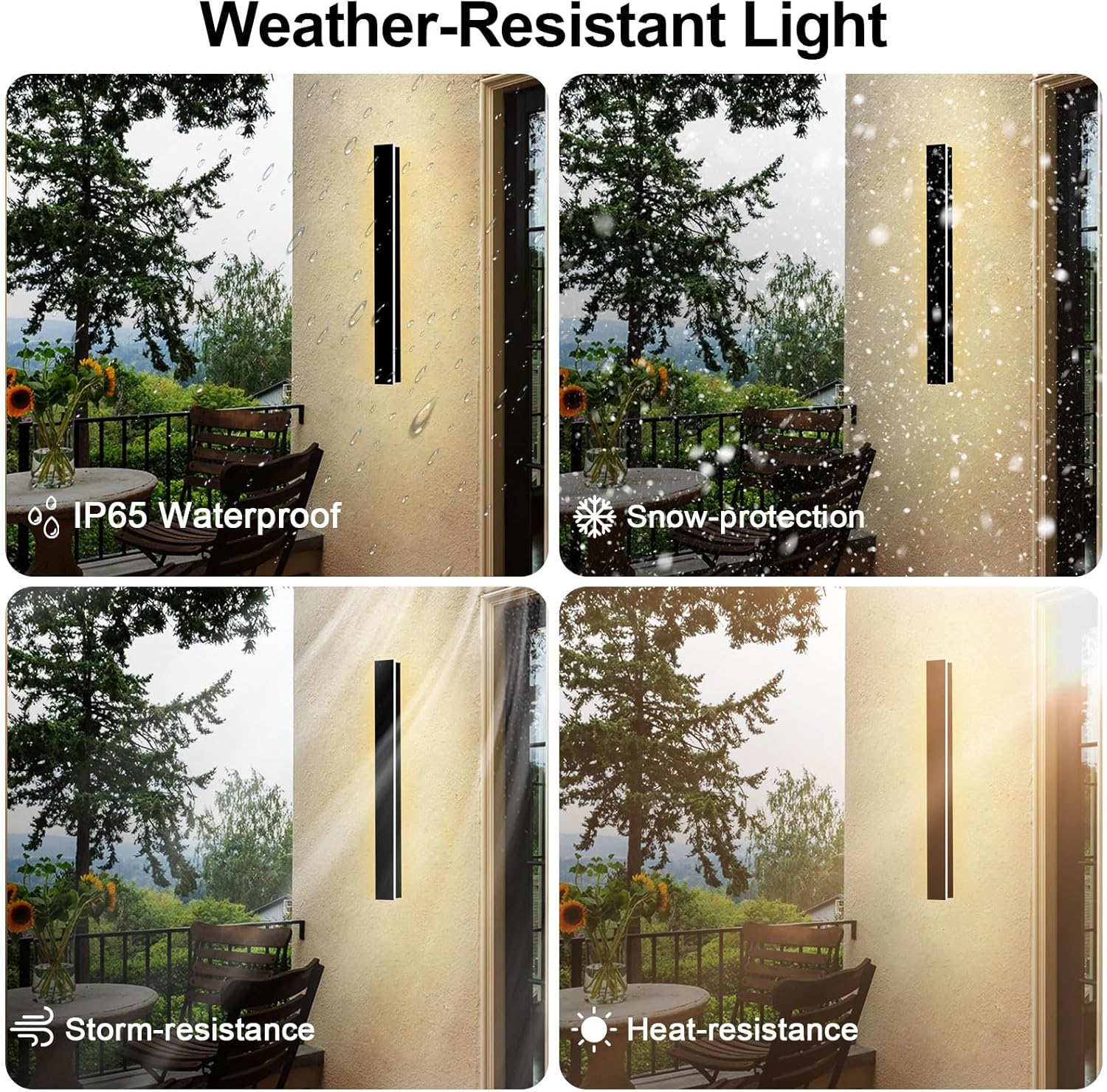 GREMLBUK Paquete de 2 luces de pared para exteriores, lámparas LED negras para montaje en pared, modernas luces de porche, lámpara de pared lineal
