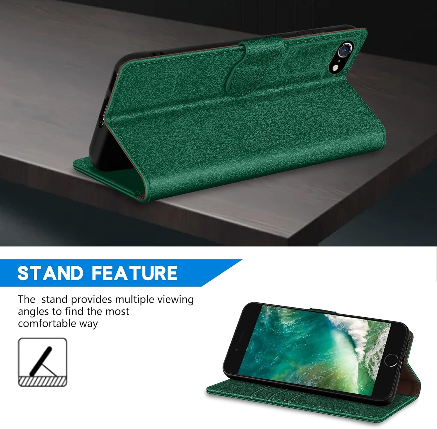 ZZXX Funda tipo cartera para iPhone 7iPhone 8iPhone SE 2022 (2020) con bloqueo RFID, ranura para tarjetas, función atril, cierre magnético, funda