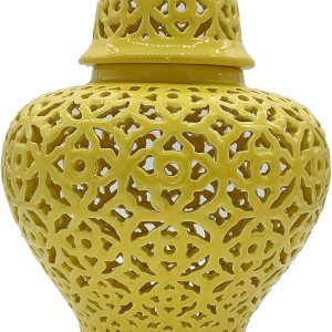 Galt International Tarro de jengibre celosía de 19.5 pulgadas con tapa, impresionante decoración del hogar con intrincado trabajo de celosía Galt International Tarro de jengibre celosía de 19.5 pulgadas con tapa, impresionante decoración del hogar con intrincado trabajo de celosía