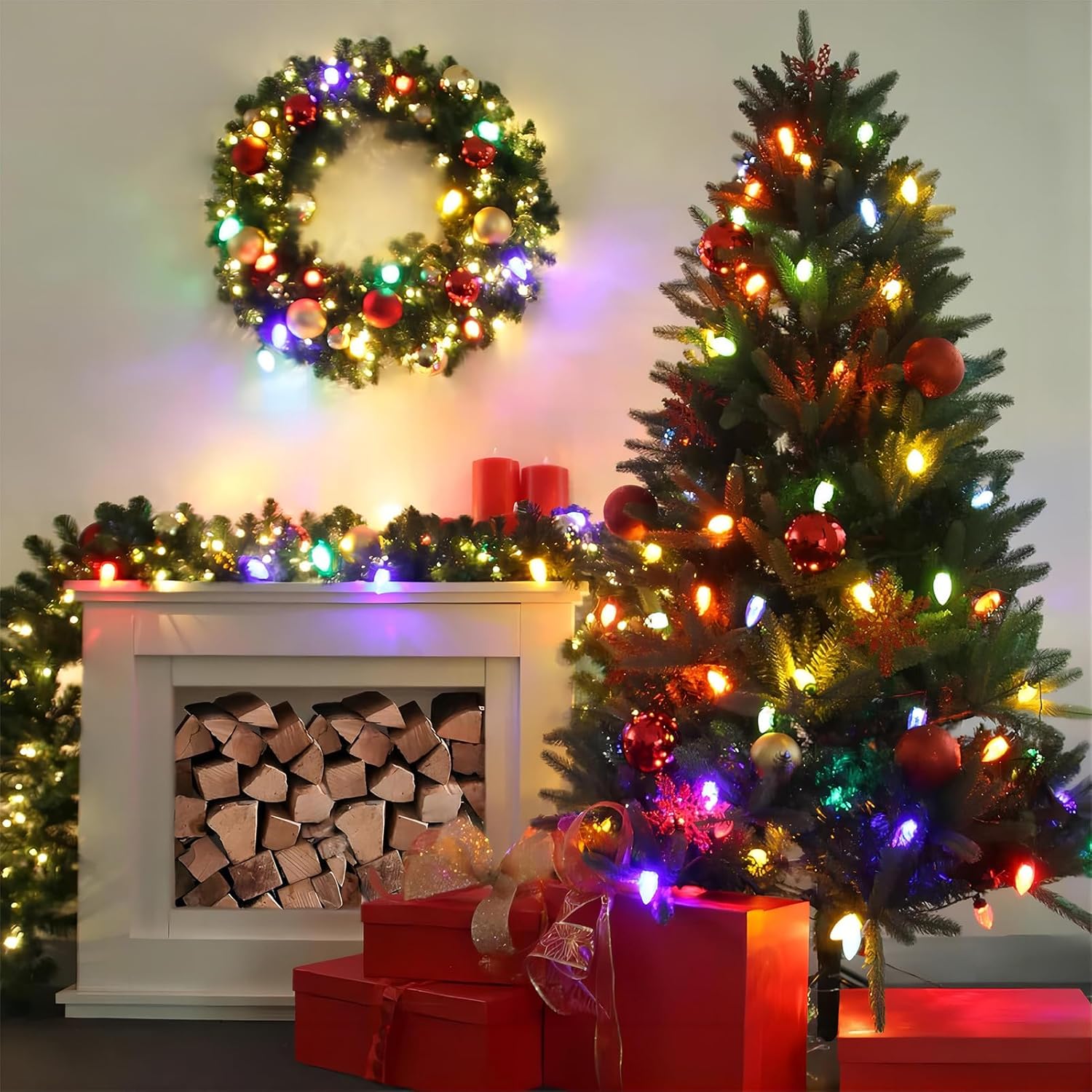 Meconard Bombillas LED C7 de repuesto de Navidad, bombillas LED inastillables C7 para luces de Navidad para interiores y exteriores, base de