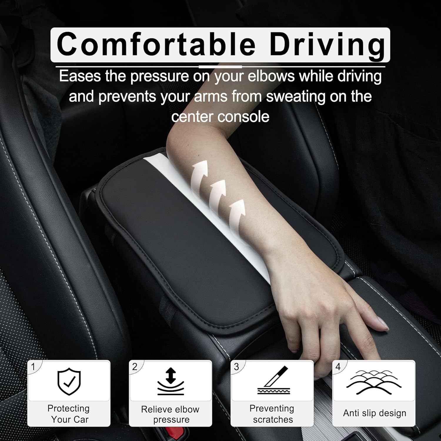 Tapete para caja de almacenamiento para reposabrazos de automóvil, cubierta de consola central de cuero de fibra para automóvil, accesorios de