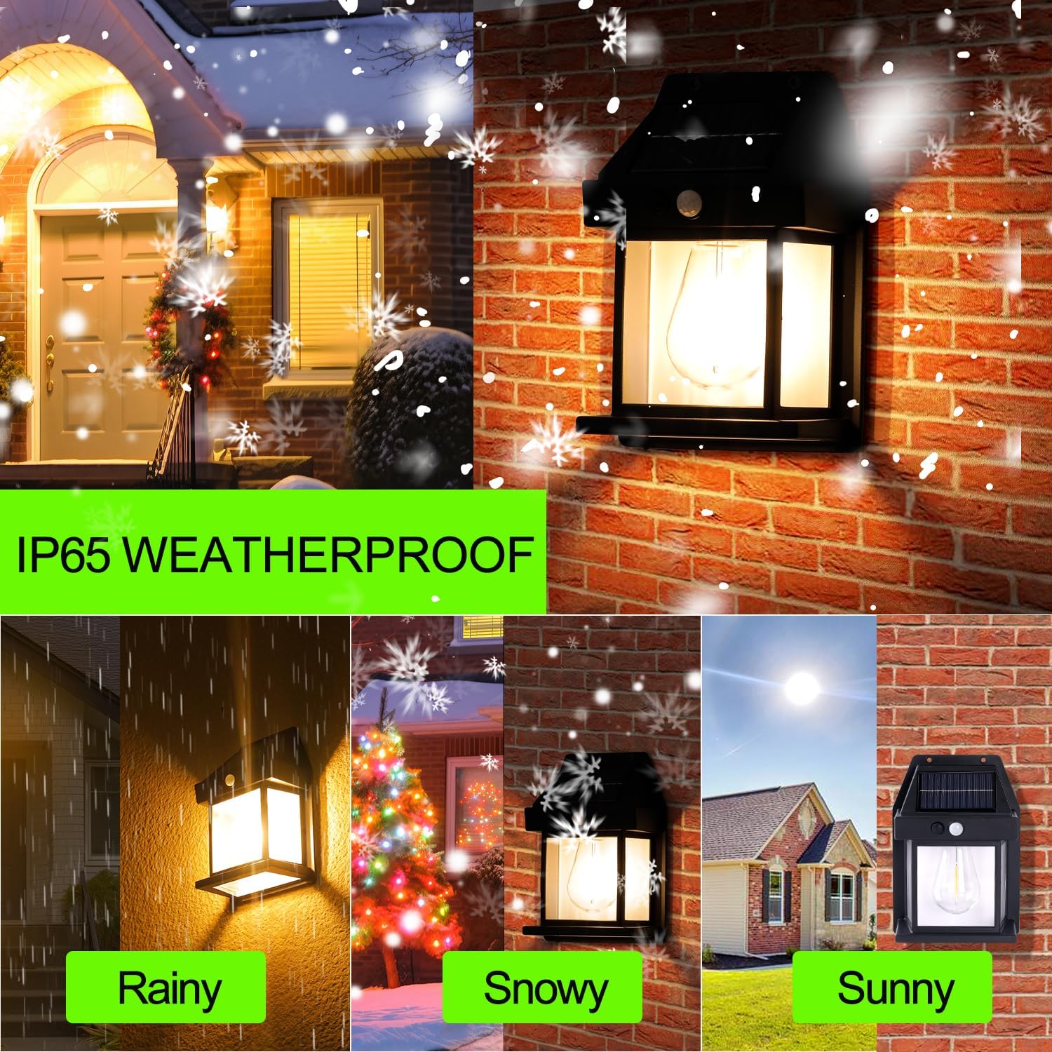 Kunhe Paquete de 4 luces de pared de movimiento con sensor solar para exteriores, lámparas de tungsteno, faroles de patio y porche exterior