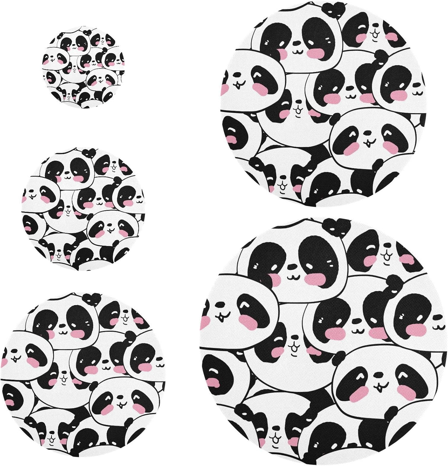 Panda 5PCS Reusable Elastic Bowl Covers for Food Storage Stretch Cloth Fabric Lids with 5 Different Sizes Heat Resistant Food Lids for Fruits