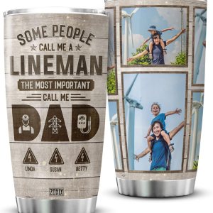 ZOXIX Vaso de café con texto en inglés Some People Call Me A Lineman para papá, taza personalizada con imagen y línea de texto, regalo para el ZOXIX Vaso de café con texto en inglés Some People Call Me A Lineman para papá, taza personalizada con imagen y línea de texto, regalo para el