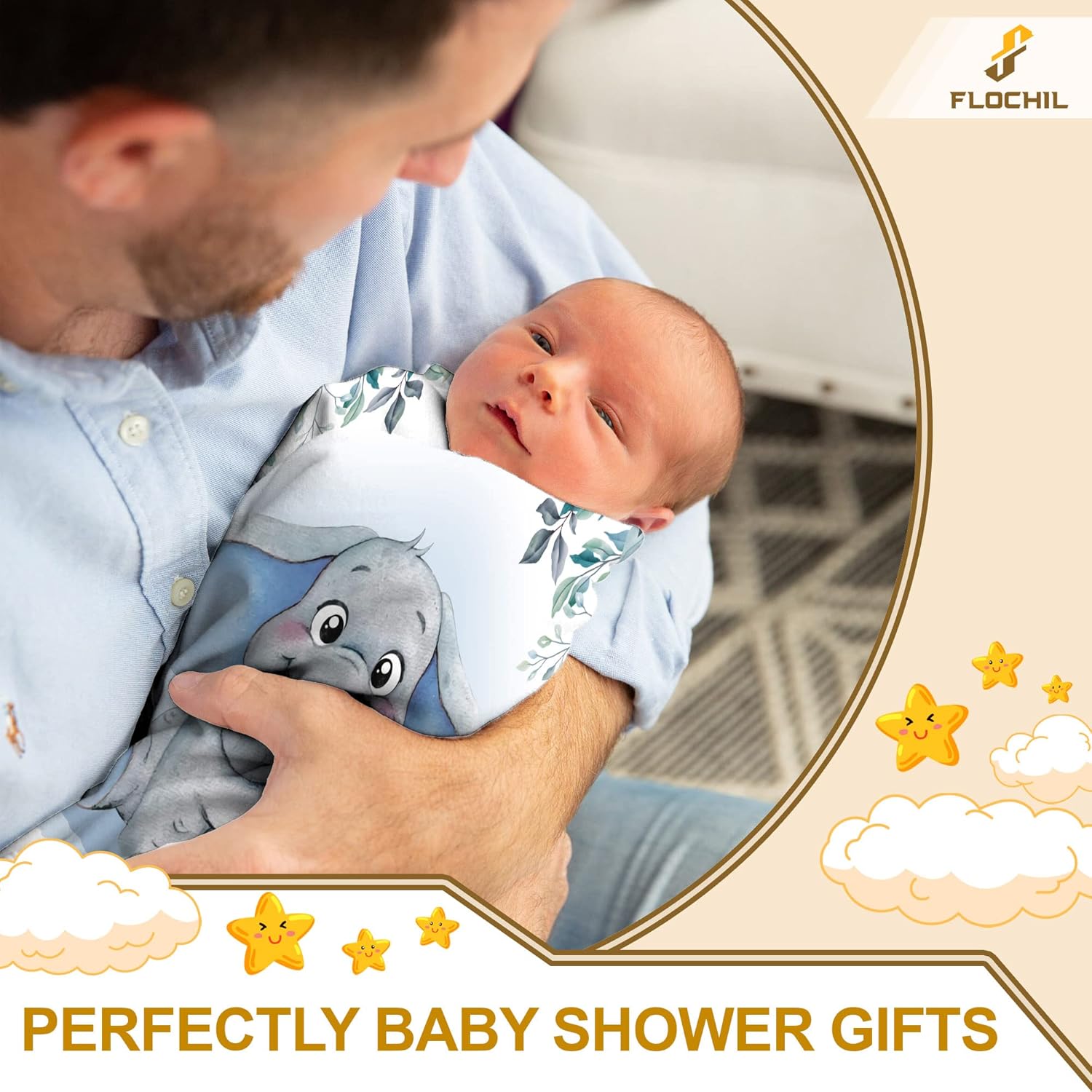 FLOCHIL Mantas de bebé personalizadas, manta de bebé personalizada  Manta de bebé con nombre para niños, el mejor regalo para bebé, elefantes recién