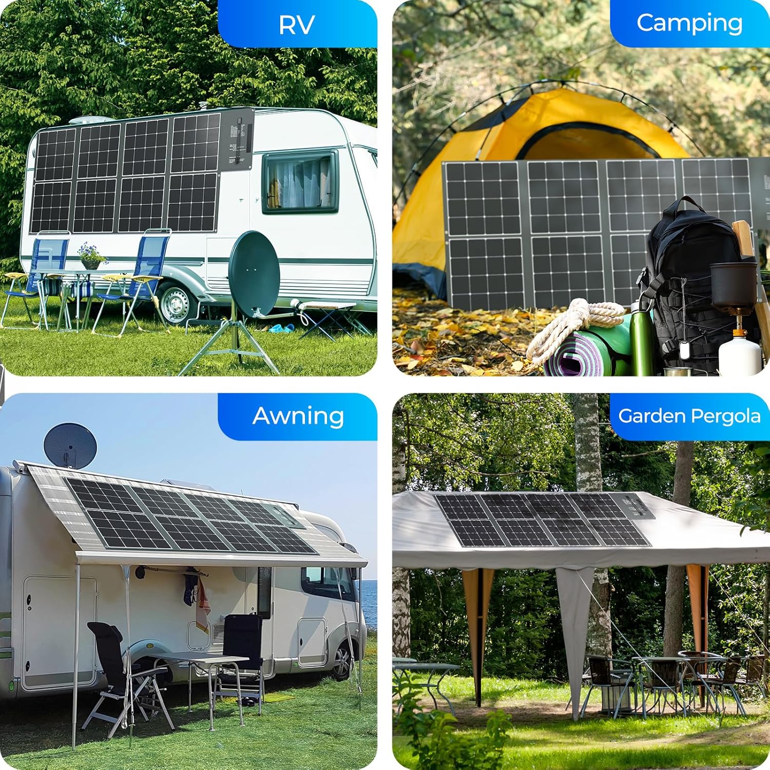 Renogy Panel solar portátil de 400 W, manta solar monocristalina plegable, panel solar de gran potencia, células solares Sunpower 23.7% de alta