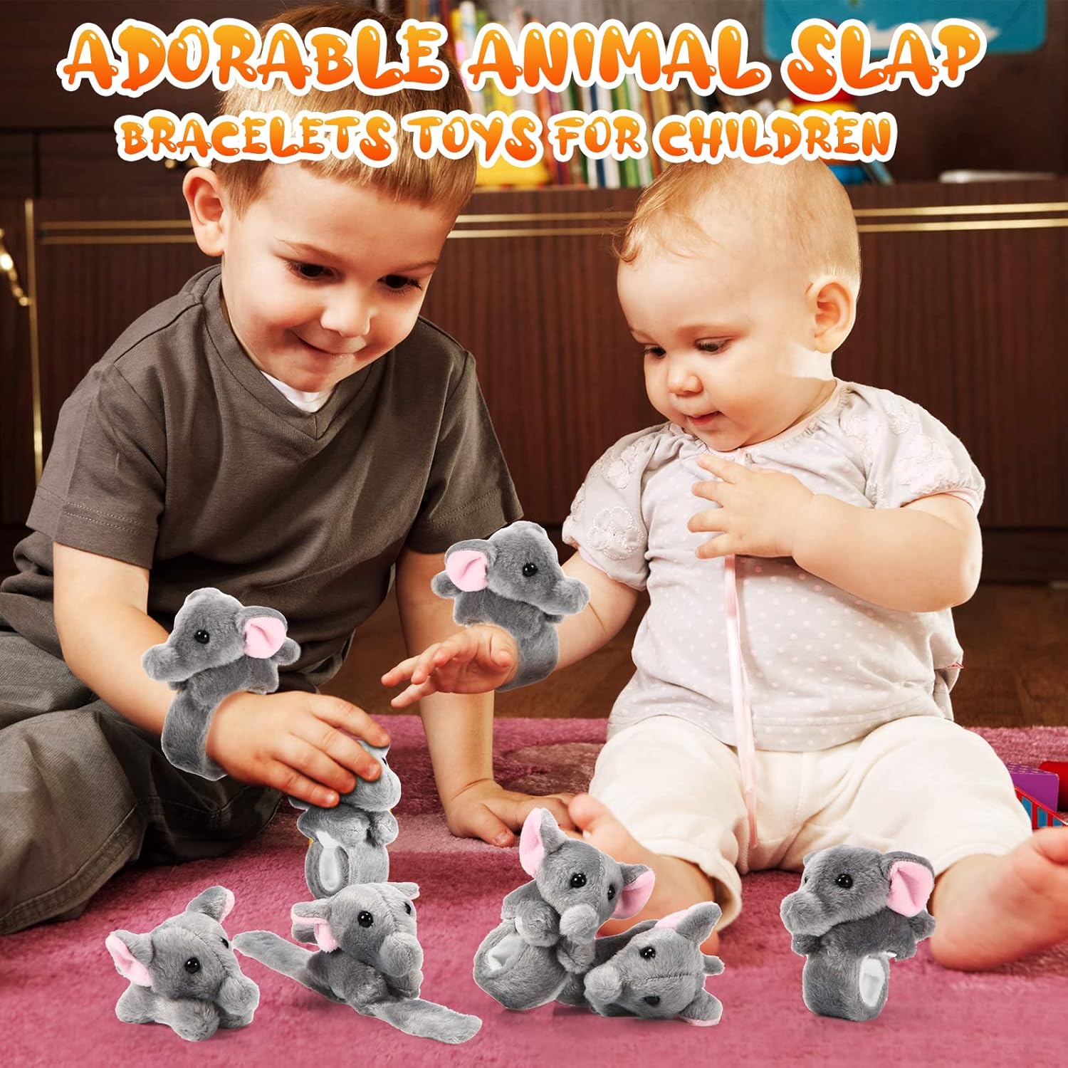 Regalos para el día de San Valentín, 8 pulseras de animales de peluche, adorables pulseras de animales de peluche a granel para niños y niñas,