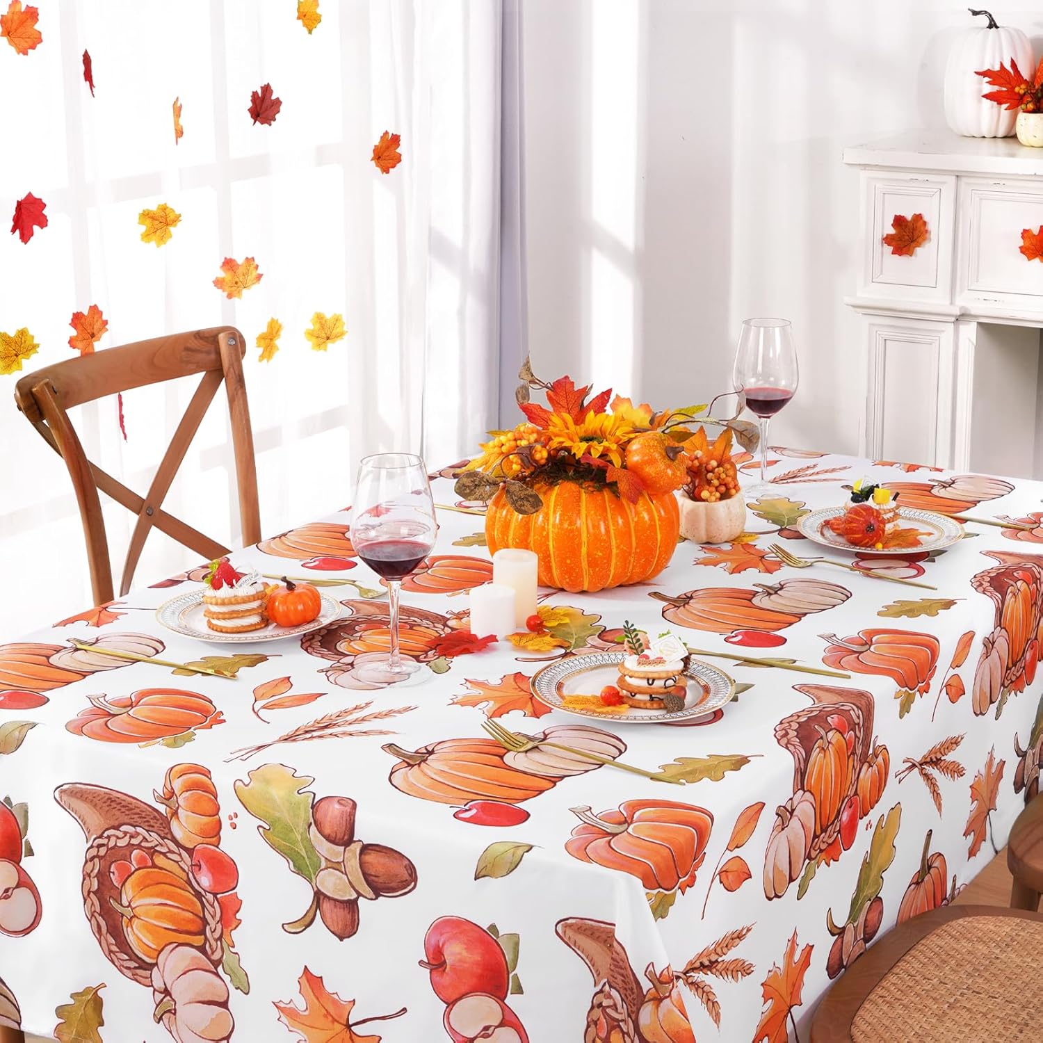 Yinhua Mantel rectangular de otoño de Acción de Gracias, mesa rectangular de cosecha de otoño, calabaza, regalo ideal de 60 x 84 pulgadas