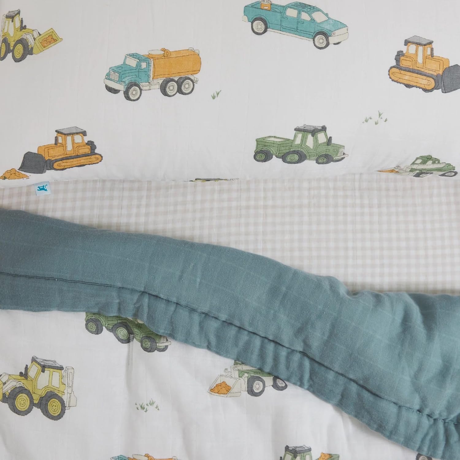 Little Unicorn Ropa de cama de muselina de algodón para niños pequeños, juego de 3 piezas, edredón, sábana para cuna, funda de almohada tipo sobre,