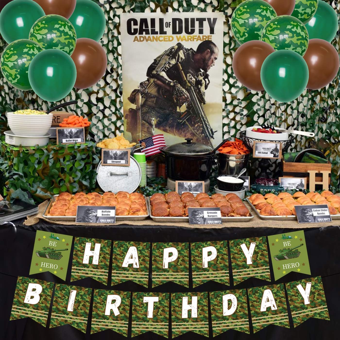 Decoraciones de camuflaje para fiesta de cumpleaños, soldado del ejército, suministros de fiesta militar, globos de camuflaje verde, pancarta de