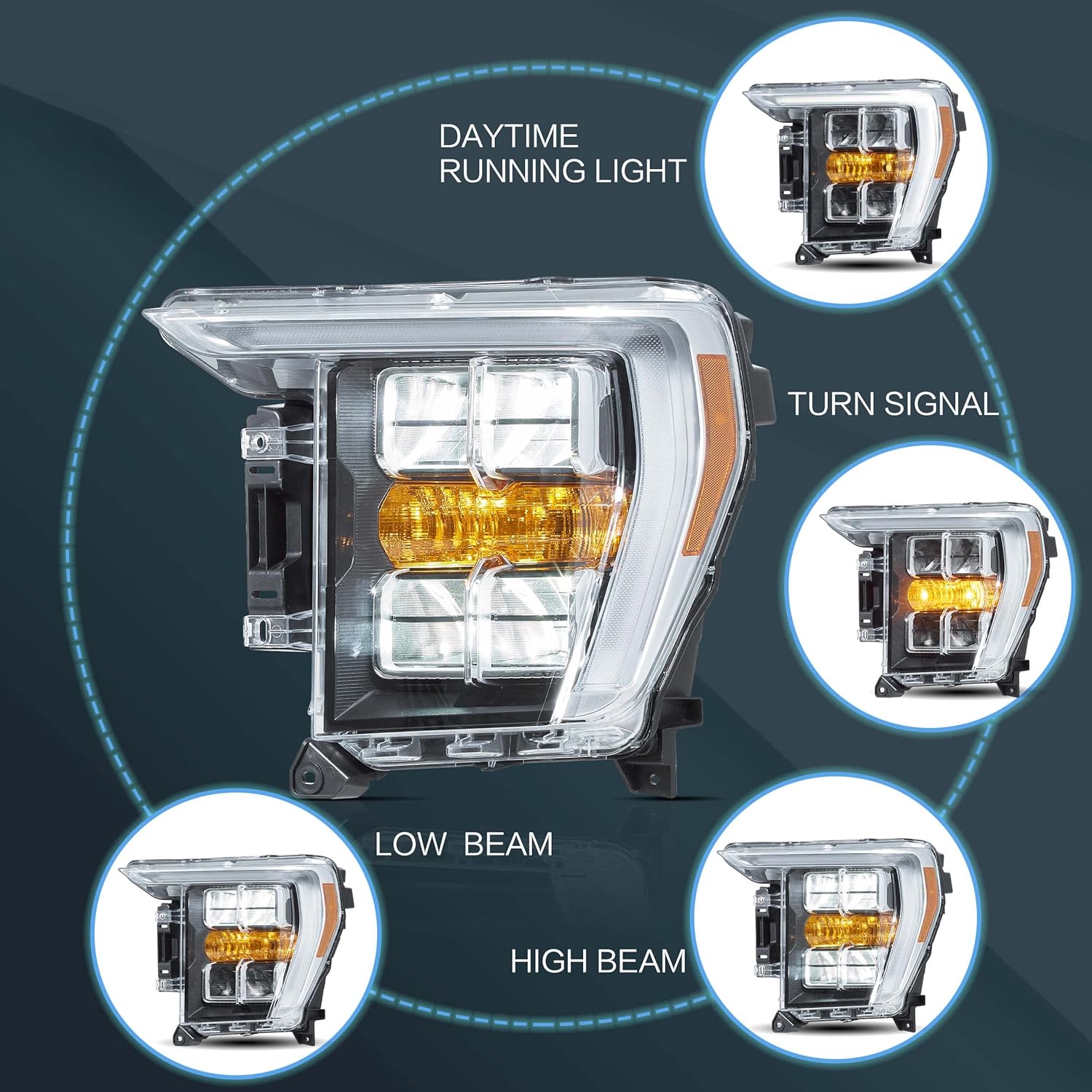 VLAND Conjunto de faros LED para Ford F150 2021-2023 14 generación XL, XLT, Lariat, Tremor, Raptor, King Ranch, Platinum, Limited,