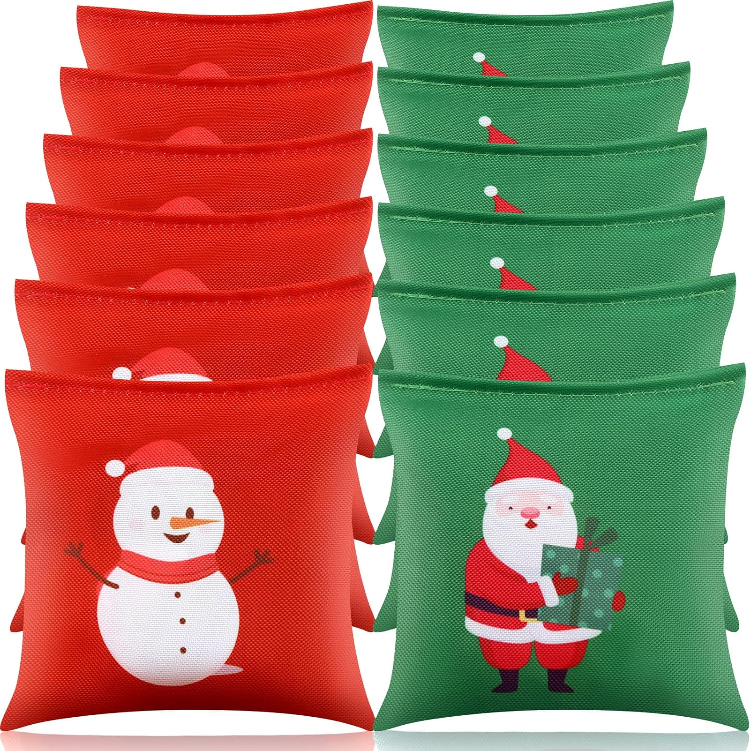 Ceenna 12 bolsas de frijoles de Cornhole de Navidad, muñeco de nieve de Navidad, sacos de juegos de lanzamiento de cornhole, bolsas de Papá Noel