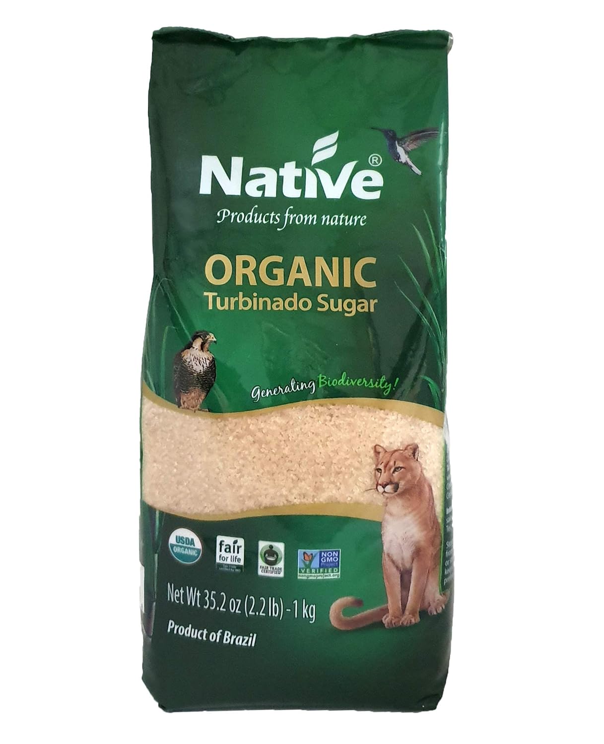 Native Organic – Azúcar de caña turbinado (Demerara), 2.2 libras (paquete de 12)