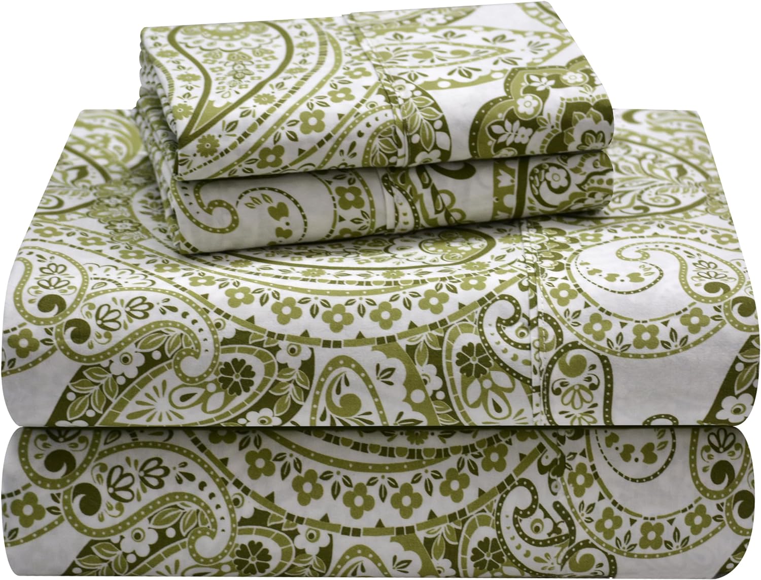 Pointehaven Juego de sábanas y fundas de almohada 100% percal de algodón suave, estampadas, se adapta a colchones de 18 pulgadas de profundidad,
