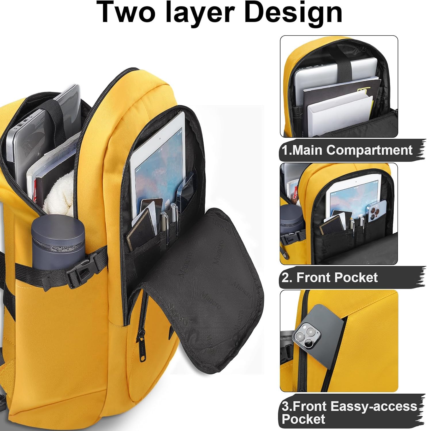 Mancro Mochila de viaje para laptop con puerto de carga USB, mochila antirrobo de 15.6 pulgadas para mujeres y hombres, bolsa de computadora