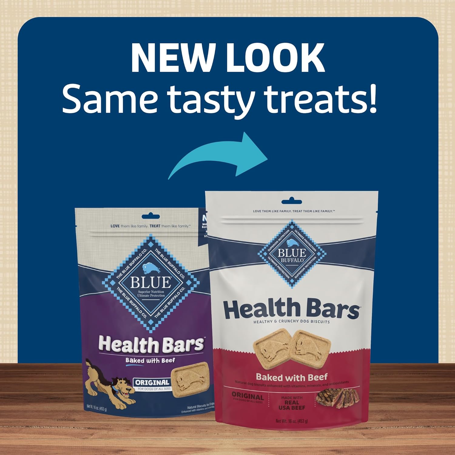 Blue Buffalo Health Bars – Galletas crujientes naturales para perros, carne de res, bolsa de 16 onzas