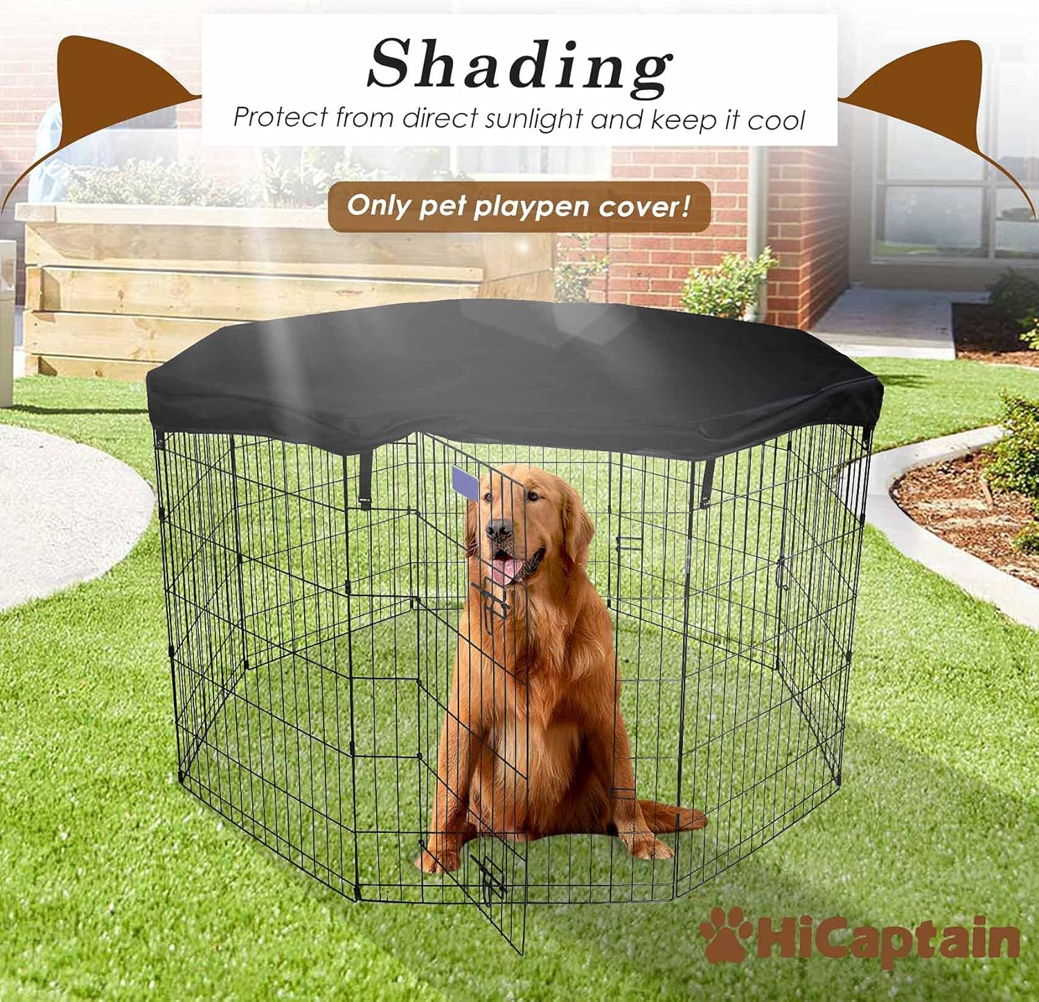 HiCaptain Cubierta superior para corralito de mascotas para uso en interiores y exteriores, a prueba de escapes y protector de parasol para corrales