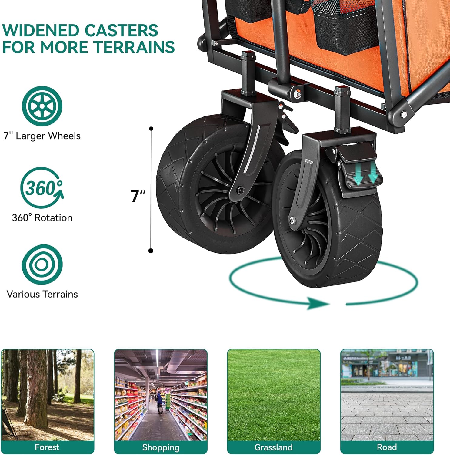 YITAHOME Carro de playa con ruedas universales grandes, carro plegable con mesa, 2 soportes para bebidas, gran capacidad de carga de 220 libras,