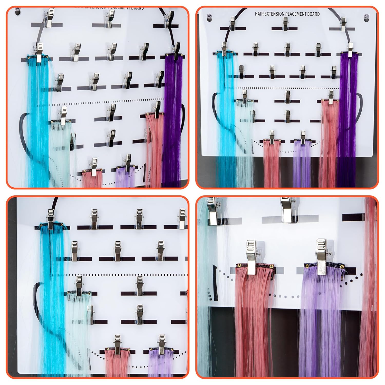 yeshine Soporte de extensión de cabello para montaje en pared, placa de tinte para el cabello, tablero de exhibición de seccionamiento, placa