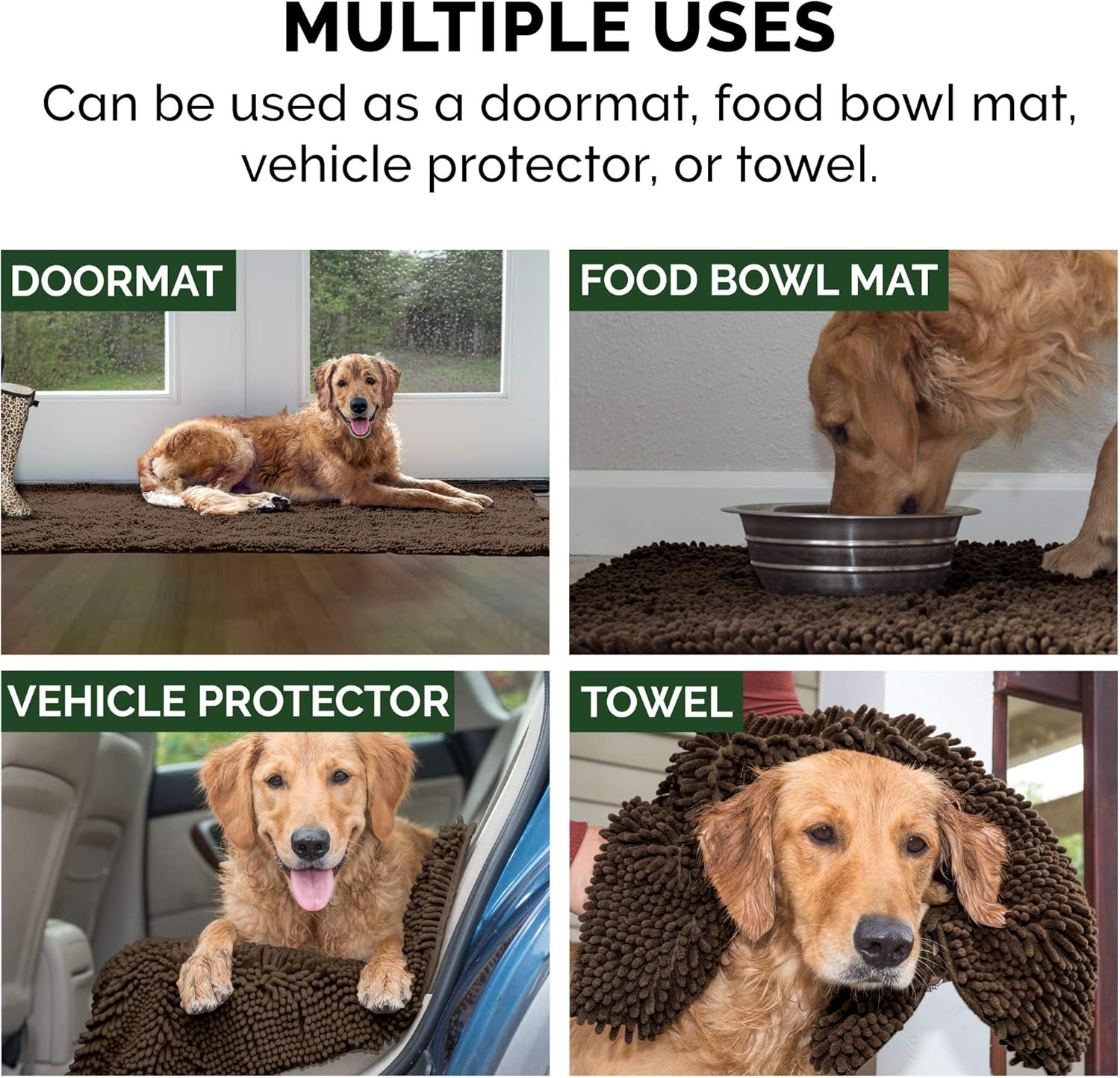 Tapete de cama Furhaven para mascotas como perros y gatos  Alfombra para comida y toalla de baño de gamuza y felpilla absorbente para patas sucias,